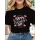 thumbnail image 1 of Camisa informal de algodón con cuello redondo y corazón "Feliz Día de San Valentín", ligeramente elástica, ideal para el verano. Ropa informal suave y transpirable para mujer, camiseta deportiva de oc, 1 of 5
