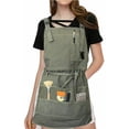 thumbnail image 1 of Delantal Profesional de Lona con Bolsillos para Mujeres Hombres Adultos, Verde Ejército, Ajustable, 1 of 1