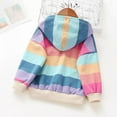 thumbnail image 3 of Toddler & Little Girl Rainbow Striped Casual Hoodie Sweatshirt Kids Coat Outfits Tops 2-7Y, 3 of 8