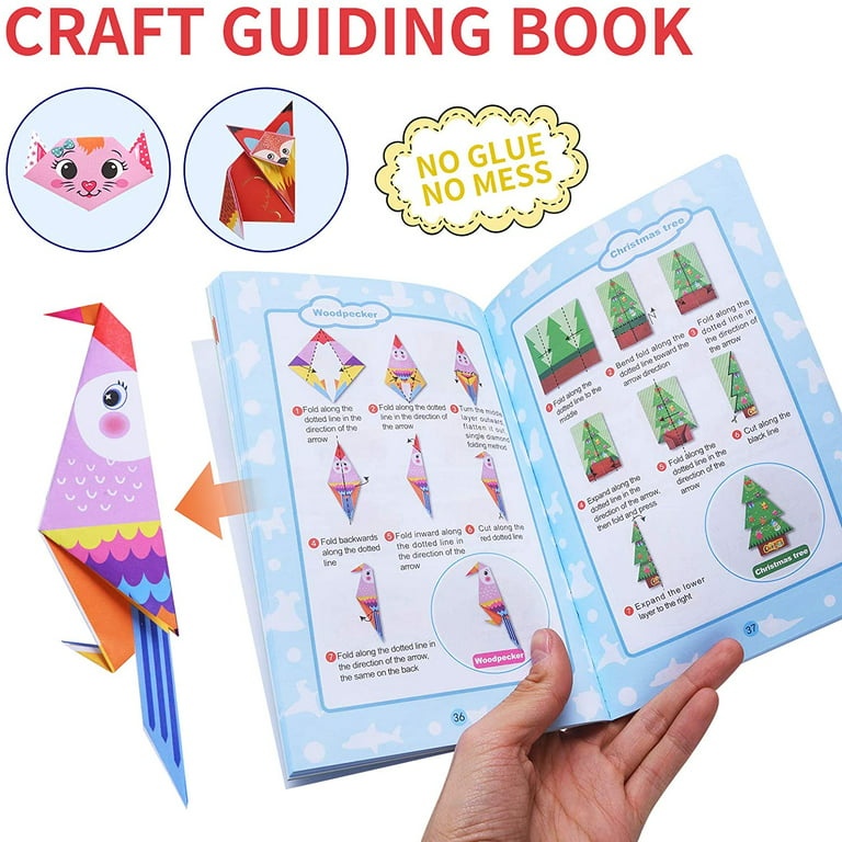 Lnkoo 152 Sheets Colorful Kids Origami Kit Double Sided Vivid Origami Papers Projects Pages Instructional Origami Book for Kids Adults Beginners