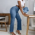 thumbnail image 6 of Tnhcen Women's Plus Size Mock Button High Waist Wide Leg Jeans High Elasticity Flare Pants, Loose Fit Tummy Control Stretchy Denim Look Pants S - 2XL, 6 of 9