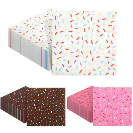 MotiMind 150 Pcs CORNET Donut Sprinkles Napkins Ice Cream Donut Party Supplies Disposable 2 Ply Paper Napkins Hand for Dessert Birthday Baby Shower Treats Cupcake Party Table Decor Dinner