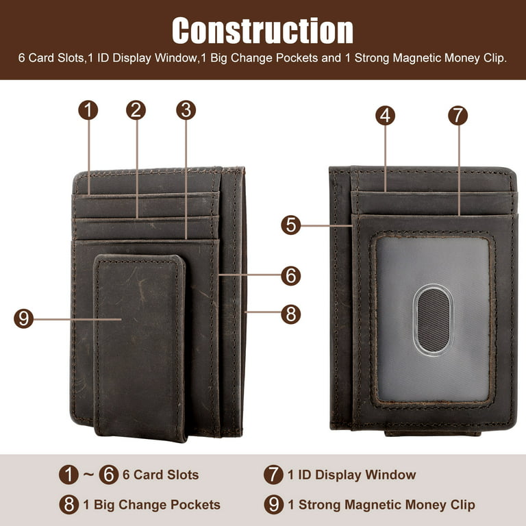 Brand Wallet Men Genuine Leather Bifold Long Wallets Ultra Slim Purse Card  Slots Cash Pocket Removable Card Holder