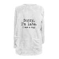 thumbnail image 4 of lcziwo Womens Sherpa Pullover Fuzzy Fleece Sweatshirts Oversized Letter Graphic Crewneck Tunic Sweatshirt Loose Comfy Loungewear Tops with Pockets White XXXL, 4 of 5