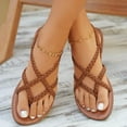 thumbnail image 2 of Mepaouo Women's Summer Strappy Flat Sandals Casual Fisherman Flip Flops Slingback Gladiator Shoes Brown, 2 of 8