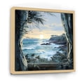thumbnail image 2 of Designart "Horizon of Tranquil Beach Windows V" Coastal Framed Wall Art - Green Coastal Windows Hallway Framed Wall Art Decor, 2 of 6