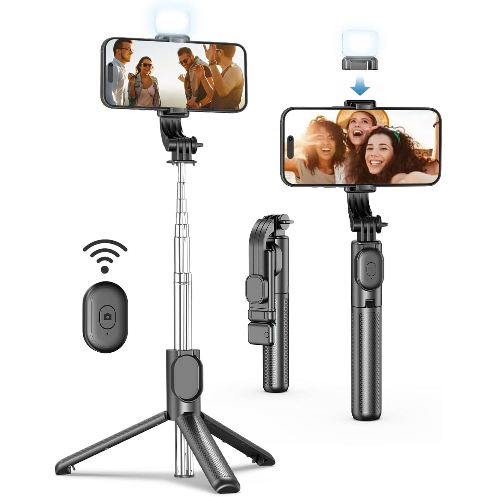 41” Cell Phone Tripod for iPhone, Extendable Selfie Stick with