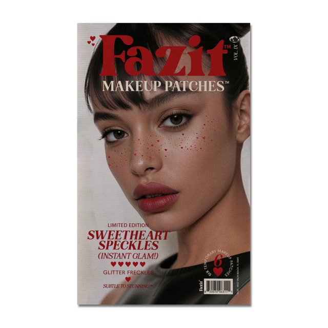 Parches de maquillaje Fazit – Motas de corazón – Motas de maquillaje con purpurina para la cara – Parches de maquillaje brillantes – Parches de motas con purpurina para la cara – Lindos accesorios de