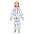 thumbnail image 2 of Fluffy Pajamas Set Fuzzy Winter Warm Pj Sets Pullover Tops and Long Pants Blue and Purple Flowers X-Small, 2 of 8