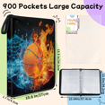 thumbnail image 4 of Sports Card Binder 9 Pocket Fits 900 Cards,Basketball Trading Card Binder Album with 50 Removable Sleeves,Collection Storage Album for Sports Game Card, 4 of 9