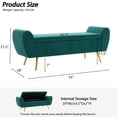 thumbnail image 4 of Velvet Storage Bench for Bedroom, 55" Extra Long Bench for King Size Bed, Modern Upholstered End of Bed Ottoman Bench with Arms and Gold Legs for Entryway Living Room, 4 of 8