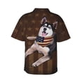 thumbnail image 4 of Siberian Husky Dog With Vintage American Flag Men's 3d Print Casual Button Down Shirts, Novelty Hawaiian Short Sleeves M, 4 of 8