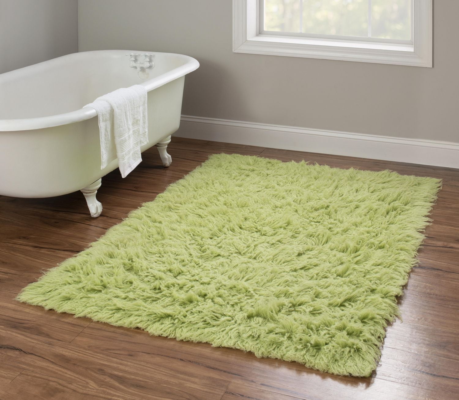 New Flokati 1400gr 3'6" x 5'6" Accent Rug, Lime Green
