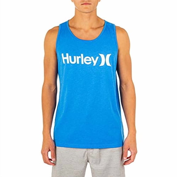 Hurley Men's One and Only Graphic Tank Top, LT PHOTOBLU HTR/(WHITE), XXL