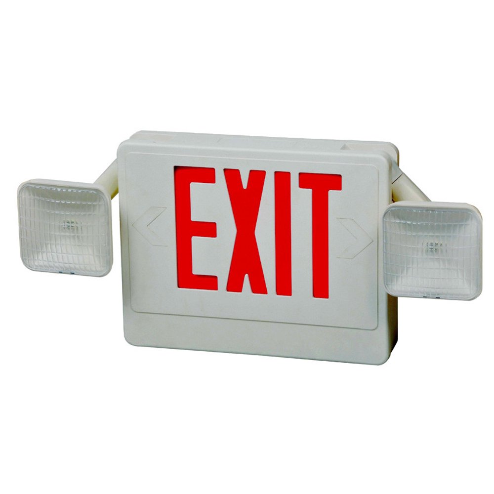 Combo LED Exit Emergency Light Red LED White Housing