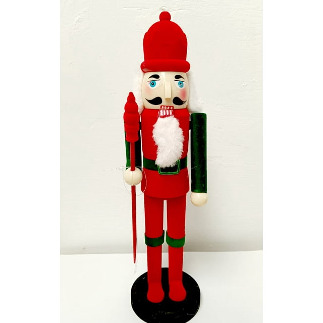 Cascanueces Navideño de 28 cm con Traje Rojo y Verde – Figura Decorativa Tradicional en Madera, Ideal para Decoración Festiva, Colección y Regalos de Navidad en el Hogar