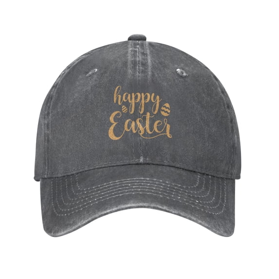 ZICANCN Happy Easter Celebration Adjustable Baseball Cap Women, Hats for Men Adult Washed Cotton Denim Baseball Caps Fashion Deep Heather