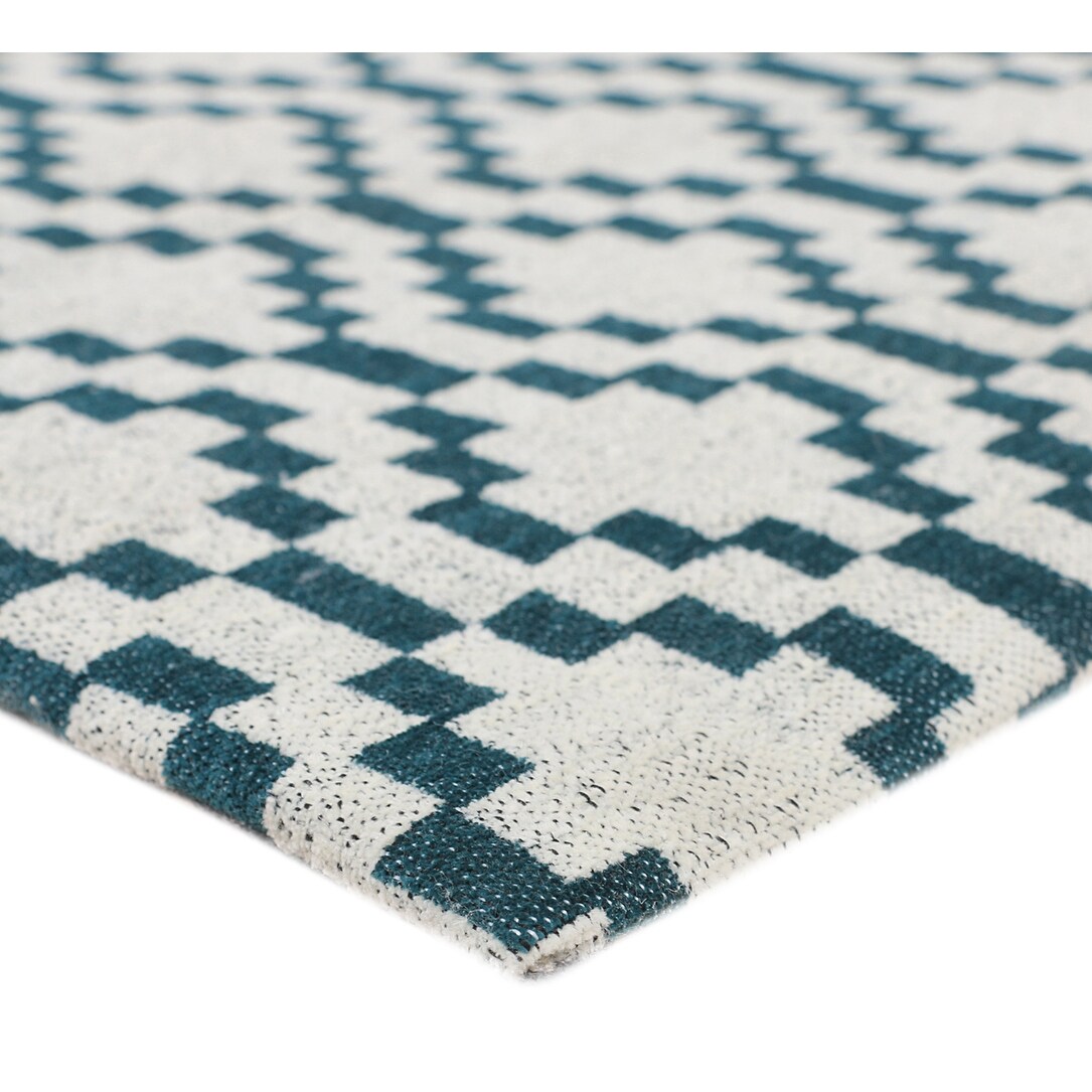 RugSmith Teal Trellis 20 in. X 36in. Anti-Fatigue Kitchen Mat - 20"x36"