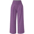 thumbnail image 4 of KHONTS Women's Casual High Waisted Palazzo Pants Wide Leg Trendy Trousers Floral Printed Boho Beach Vacation Pants with Pockets Purple XL, 4 of 5