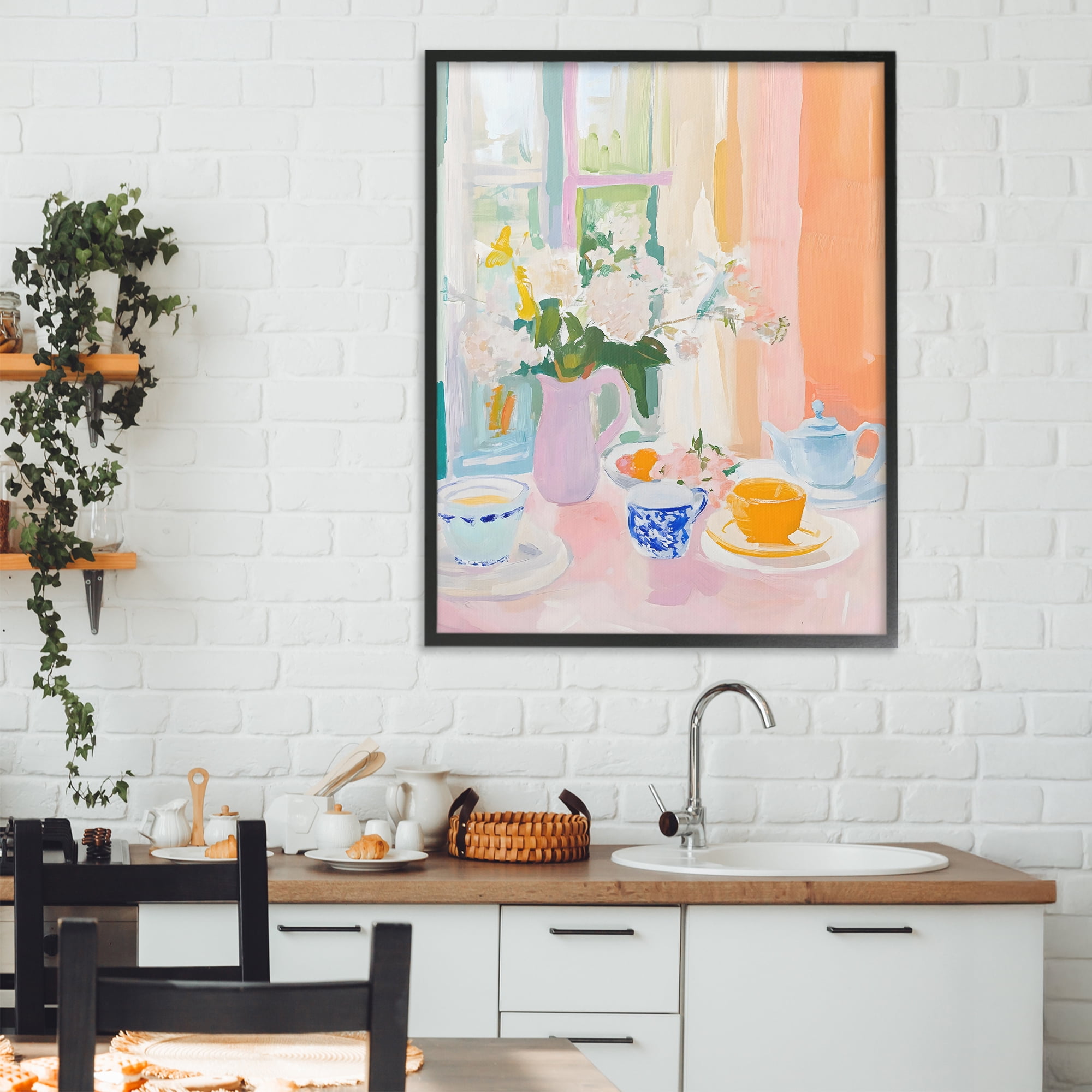 Stupell Industries Breakfast Still Life Abstraction Black Framed Giclee Art, design by The Prints Vibe