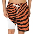 thumbnail image 3 of Rggeeun Boys Child Swimsuit Set Leopard Pattern Elastic Waist Double Layer with Adjustable Tie Wide Leg Knee Length for Summer Swim Trunks Beach Lounging Elegant Swim Wear,Orange,7-8 Years, 3 of 4