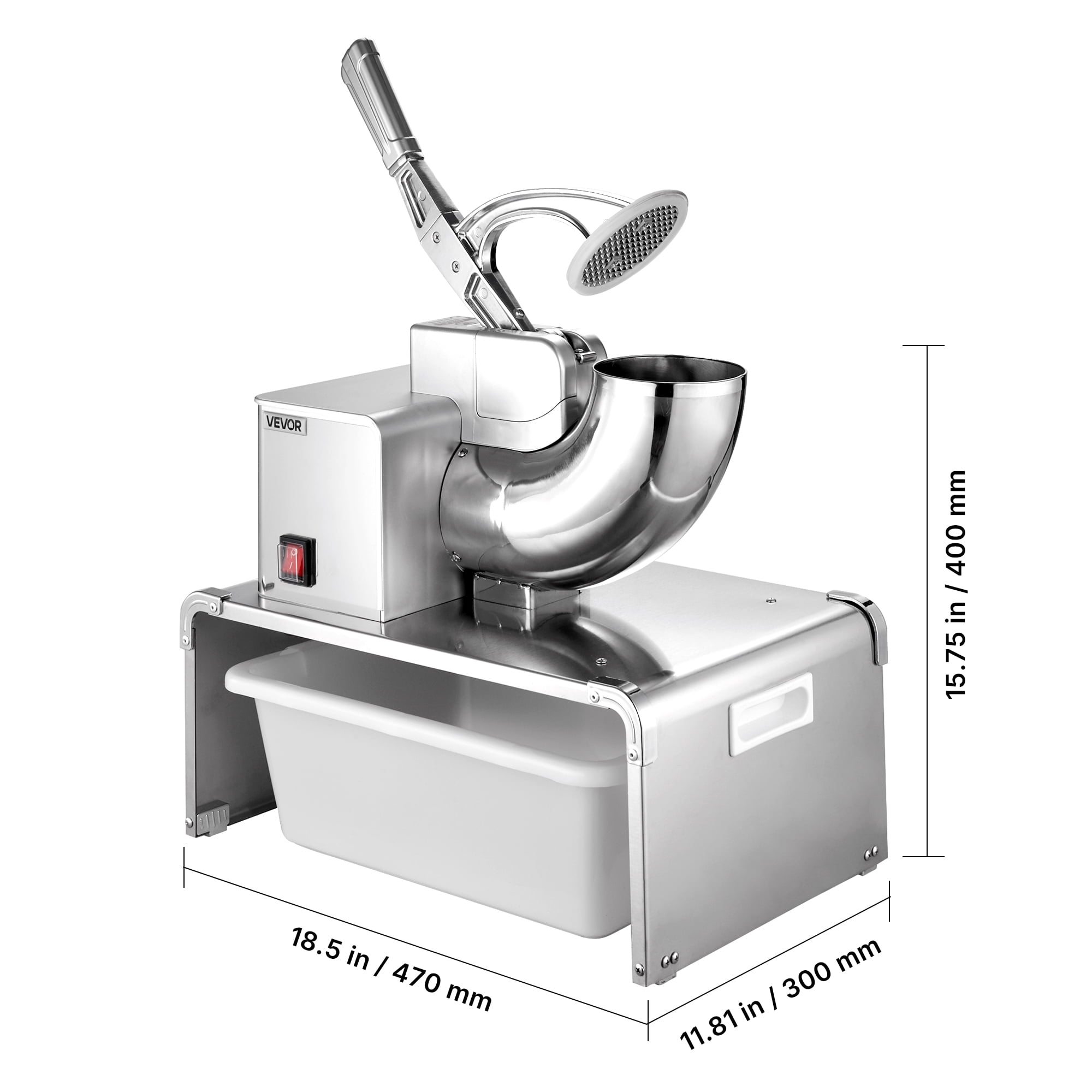 VEVOR Commercial Ice Shaver Machine, 661 LBS/H Electric Ice Crusher with Replaceable Container, 350W Premium Motor, 4 Blades, Shaved Snow Cone Machine Ice Maker for Dessert Shop Bar Party, Silver