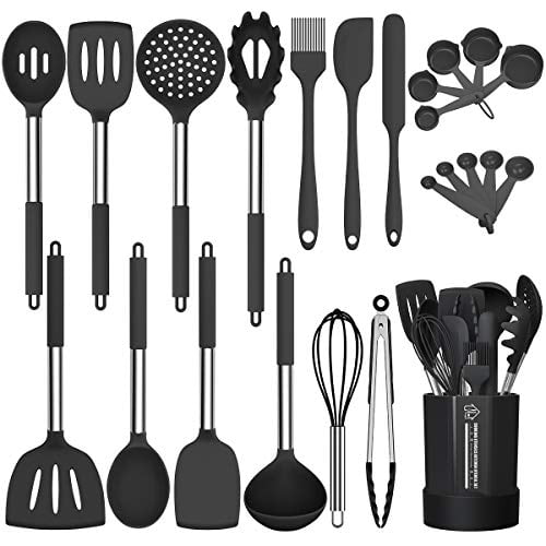 Silicone Cooking Utensil Set, Fungun Non-stick Kitchen Utensil 24 Pcs Cooking Utensils Set, Heat Resistant Cookware, Silicone Kitchen Tools Gift with ...