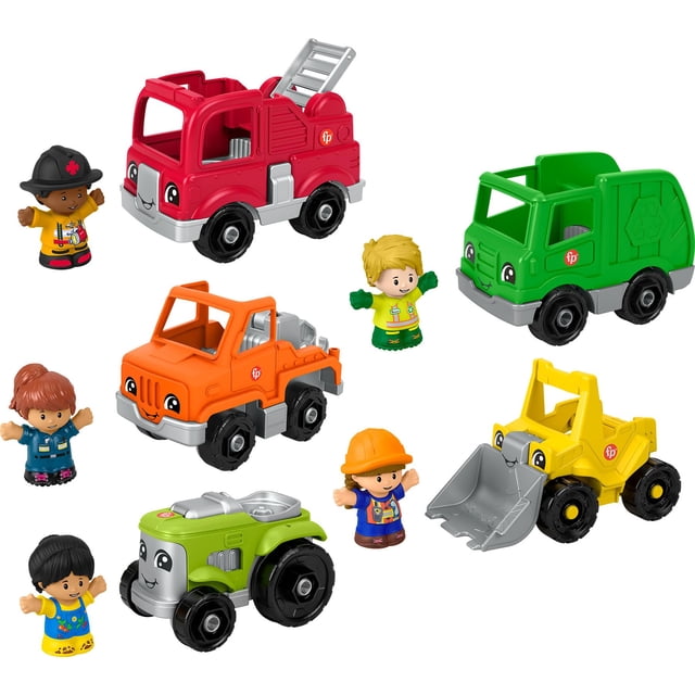 Fisher-Price Little People Juego de vehículos de actividades para niños pequeños con 10 juguetes para juegos de simulación preescolares para niños a partir de 1 año