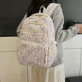 thumbnail image 5 of This 3-piece backpack set comes with a cute floral quilted backpack, a medium-sized messenger bag and a small travel storage bag for ladies, presenting a simple and comfortable look, 5 of 6
