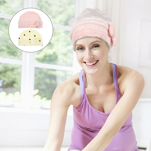 BESTYASH 2Pcs Sleep Beanie Hat Flannel Wide Brim Hat for Women