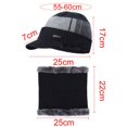 thumbnail image 4 of ZOELNIC Men Winter Warm Hat Scarf Set Knit Visor Beanie Fleece Lined Beanie with Brim Cap, Black, 4 of 5