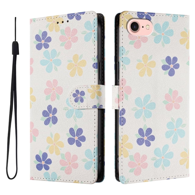 FOXDOCK Funda Tipo Cartera para iPhone 6/7/8 con Soporte y Correa – Diseño de Patrones Lindos