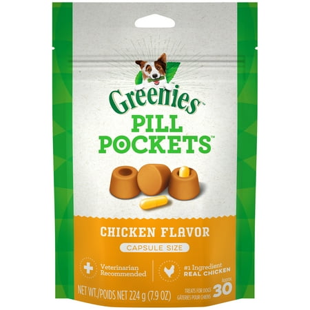 GREENIES PILL POCKETS Capsule Size Natural Dog Treats Chicken Flavor, 7.9 oz. (Best Way To Get Dogs To Take Pills)