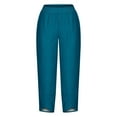 thumbnail image 4 of Mitankcoo Loose Capri Pants for Women - Plus Size Elastic High Waist Pants Casual Wide Leg Lounge Pants Blue Pants Size XXL, 4 of 4