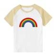 thumbnail image 2 of FamilyThread Girls Boys Short Sleeve Raglan T Shirts Kids Rainbow Striped Summer Tops Crewneck Basic Rainbow Graphic Tees 3-13 Years, 2 of 9