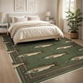 thumbnail image 3 of ODIKA 8'x10' Washable Area Rug Fish Fishing Vintage Lure Trout Tackle Border Bathroom Doormat for King Size Bedroom Under Bed, Master Suite, Non-Shedding, Easy Care, 3 of 7