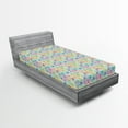 thumbnail image 2 of Ambesonne Colorful Fitted Sheet, Psychedelic Skulls Trippy, Twin XL Size, Pale Blue and Multicolor, 2 of 5