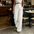 thumbnail image 5 of CQONEPT Womens Linen Pant Summer Wide Leg Cotton Pants Drawstring Elastic Waist Casual Loose Slacks Trousers with Pockets White 2XL, 5 of 6