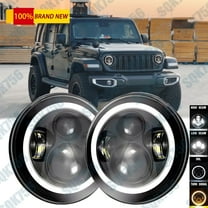 Pair 7" Inch Round LED Headlights Halo DRL Hi/Lo For Jeep Wrangler JK LJ TJ CJ