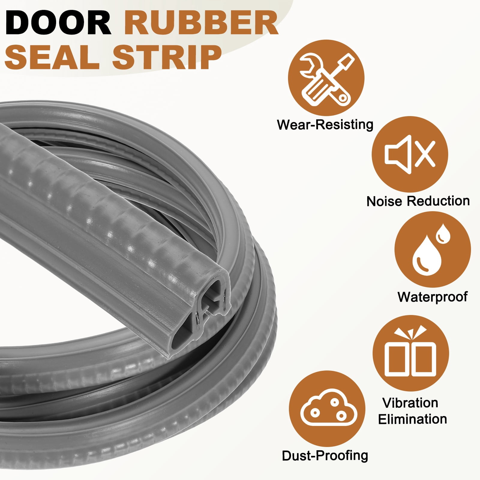 Door Weather Stripping 6.5FT, 14mm W x 13mm H EPDM Car Door Rubber Edge Trim Seal Strip Gasket with Side Bulb Fit 1mm to 3mm Edge for Electrical Cabinet Cars Boat RVs Truck, Gray