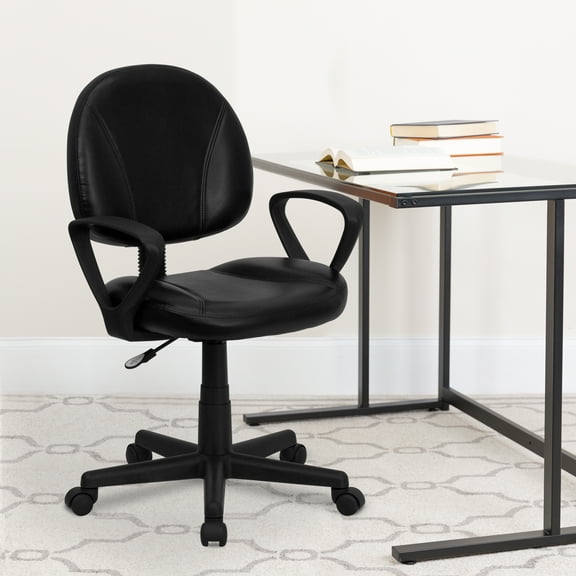 Emma   Oliver Mid-Back Black LeatherSoft Swivel Ergonomic Office Chair - Back Adjustment