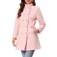 thumbnail image 4 of INSPIRE CHIC Women's Double Breasted Stand Collar Long Sleeve Midi Pea Coat Pink M, 4 of 6