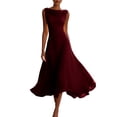 thumbnail image 2 of QUNYINEY Red Formal Dresses for Women Wedding Guest Elegant Sleeveless Flowy Long A Line Dress Crew Neck Ruched with Pockets Slim Fit Dresses, 2 of 5