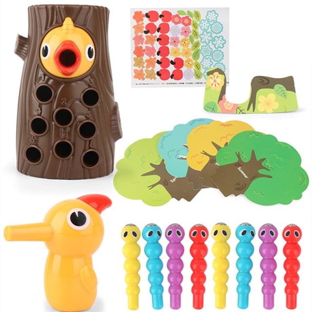 Juego de captura y alimentación de pájaro carpintero magnético, juguetes para niños, juguetes educativos de aprendizaje para edades tempranas, regalo