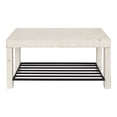 thumbnail image 2 of Kate and Laurel Jeran Rustic Farmhouse Bench with Iron Shoe Shelf, 36" x 14" x 20", White, Chic Entry Bench for Decor or Storage, 2 of 5