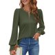 thumbnail image 3 of Blusas Informales Elegantes para Mujer, Blusas de Moda para Negocios, Camisas de Larga con Cuello Redondo, Conjuntos de Otoño para Maestras. Verde L, 3 of 7