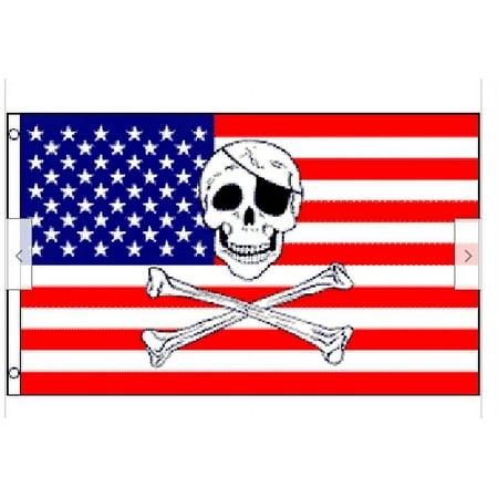 UPC: 0753569847349 | USA Pirate Skull and Crossbones Polyester 3×5 Foot Flag Jolly Roger American US