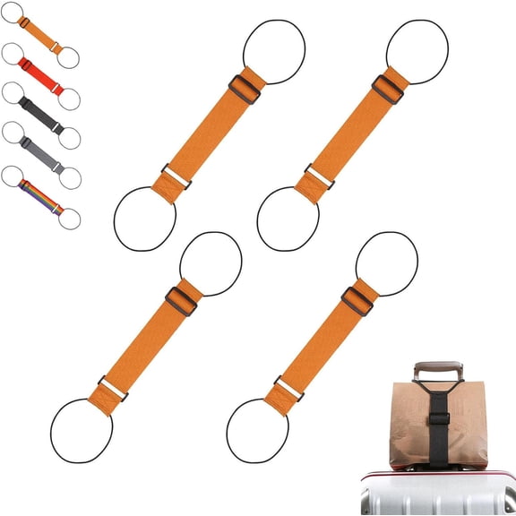 Luggage Straps & Adjustable Suitcase Connector, Add-A-Bag Bungee Belt, Elastic Rope Travel Backpack Holder, Heavy Duty Trolley Handle Carry On Attachment, Secure Stacking Handbag Accessories 4PCS