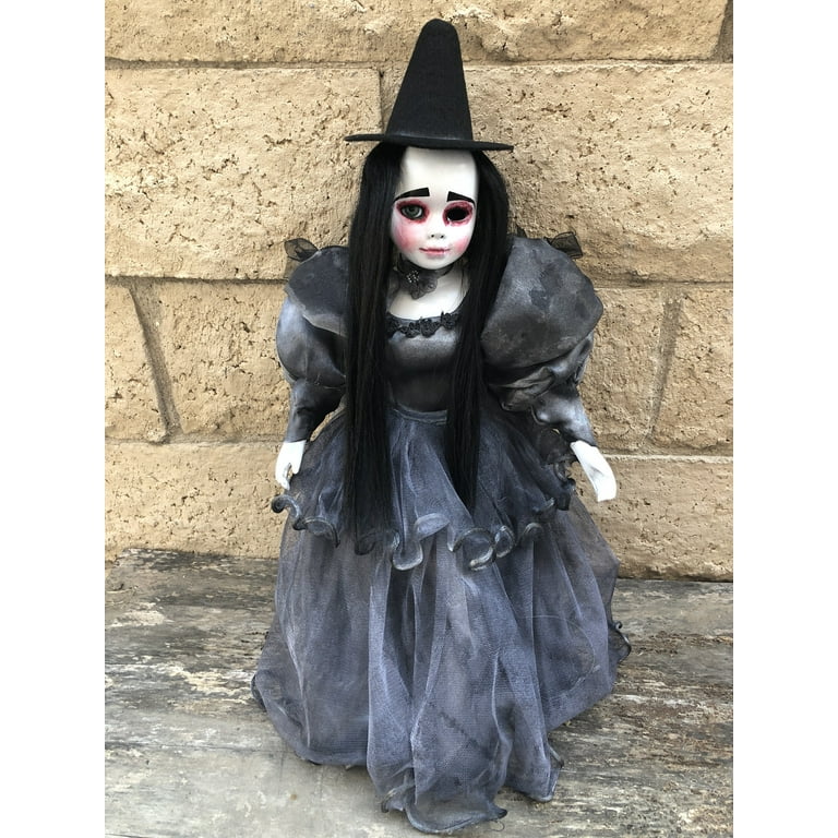 OOAK One Eye Black Gothic Mourning Witch Creepy Horror Doll Art by