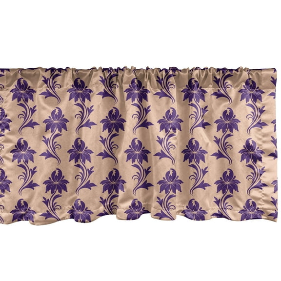 Ambesonne Purple Window Valance, Ancestral Blooming Nature, 54" X 18", Beige Plum